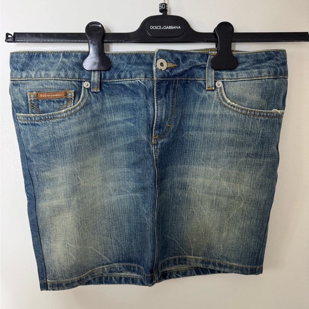 Dolce & Gabbana Faded Blue Denim Mini Skirt